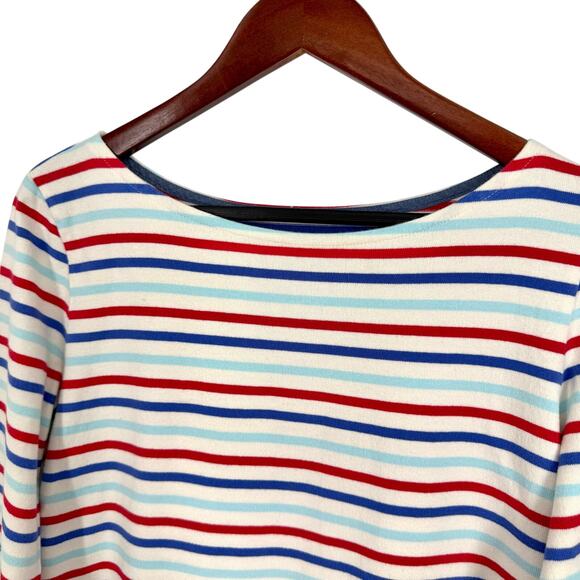 Talbots Sz Medium Red White Blue Patriotic Blouse Shirt Top Summer Artsy Mature - Picture 2 of 5